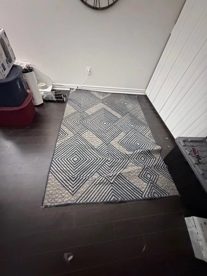 Large Modern Area Rug – Navy & Beige Geometric Design - photo 3
