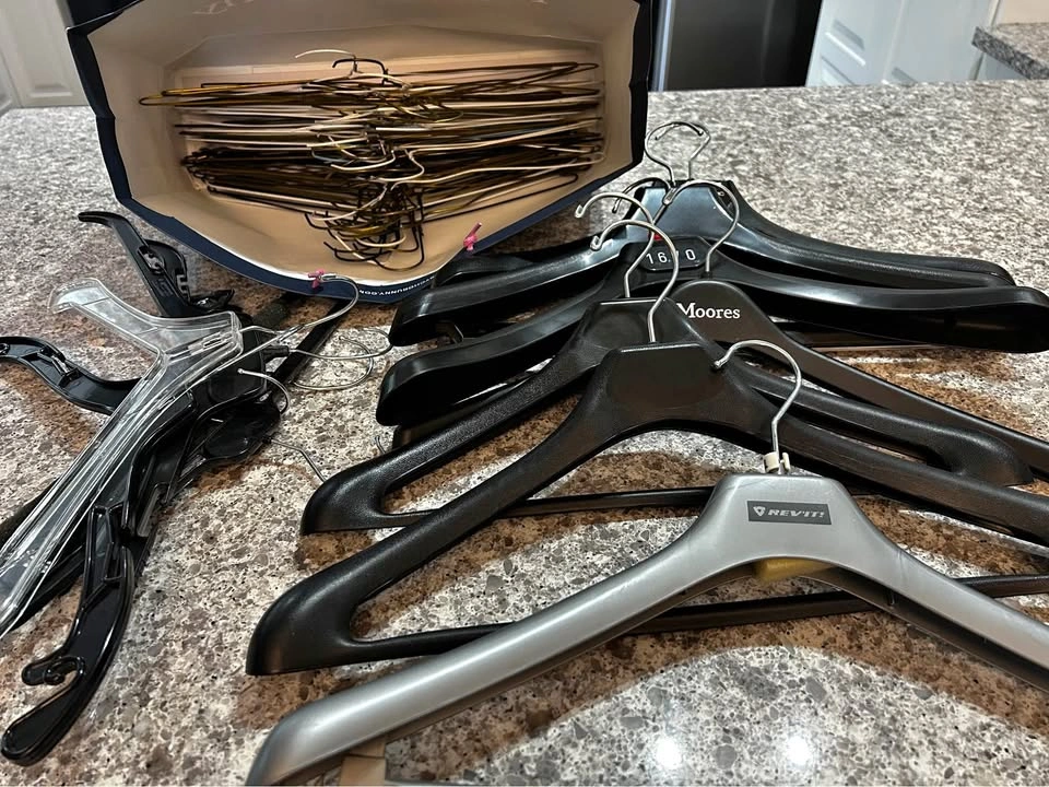Assorted Plastic and Metal Clothing Hangers