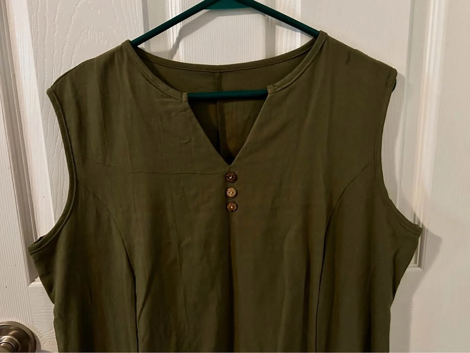 Women’s Cotten Linen Vneck Midi Dress - photo 2