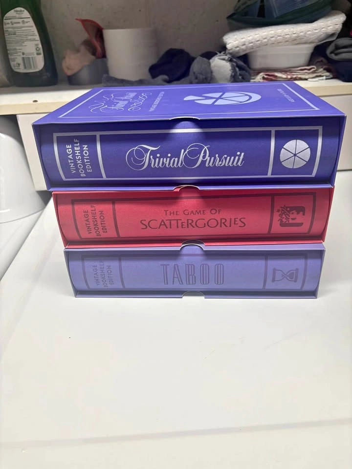 3 Vintage Bookshelf Edition Board Games – Trivial Pursuit, Taboo