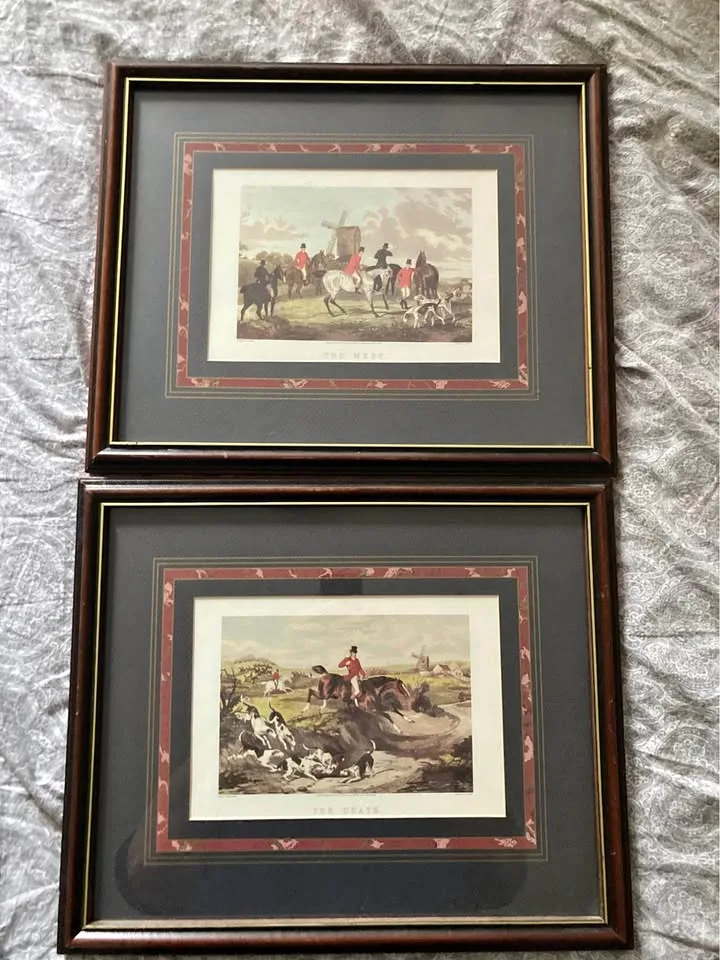 Vintage Framed fox hunt scene thumbnail