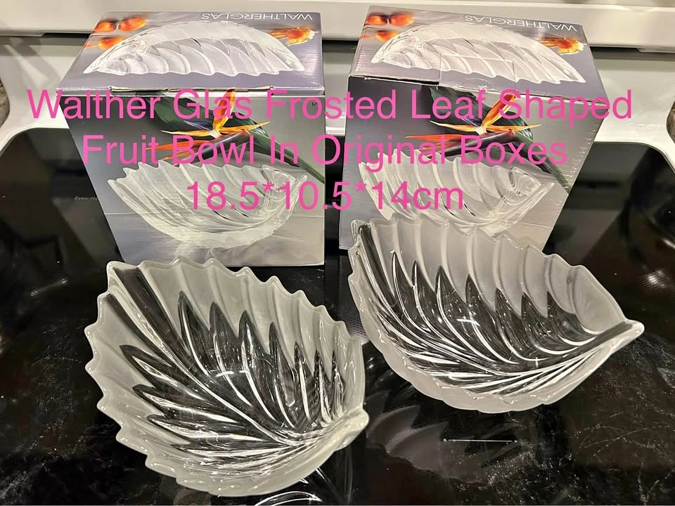 Walther Glas Frosted Leaf-shaped Fruit Bowls in Original Boxes