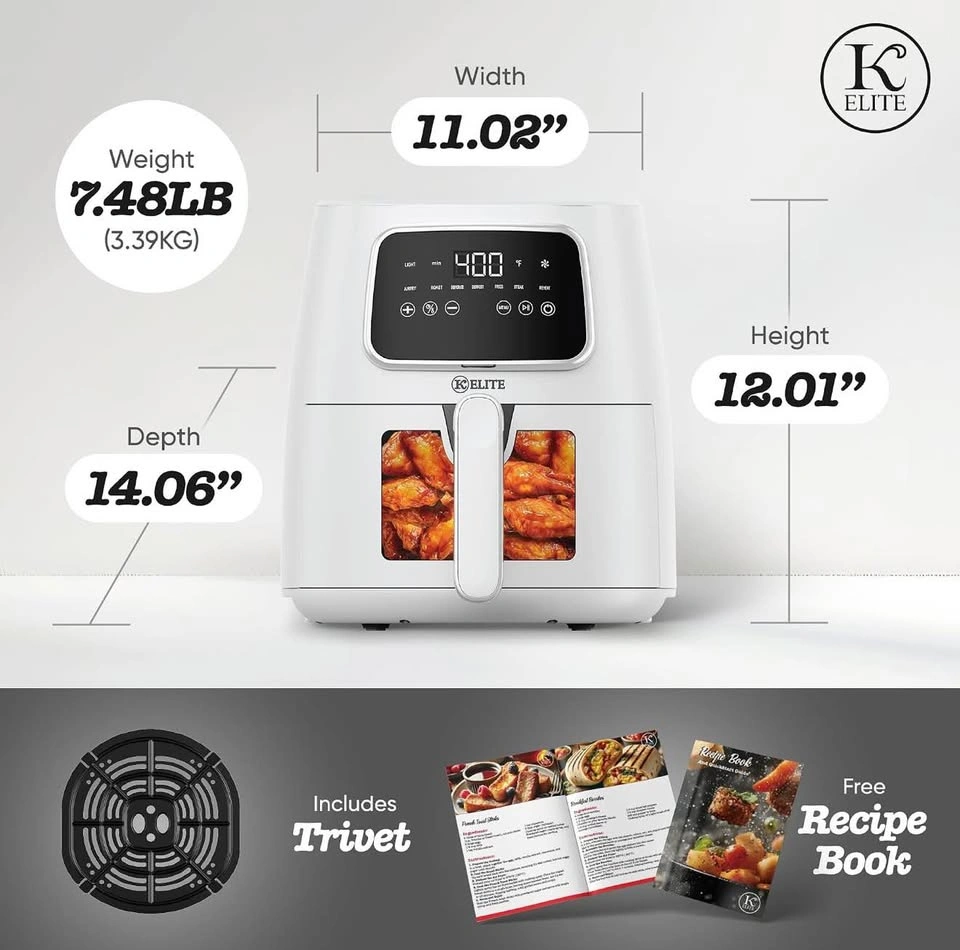 Kitchen Elite 5.5 Qt Digital Air Fryer, White - photo 4