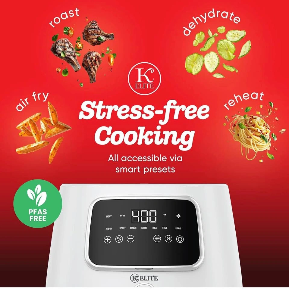 Kitchen Elite 5.5 Qt Digital Air Fryer, White - photo 5