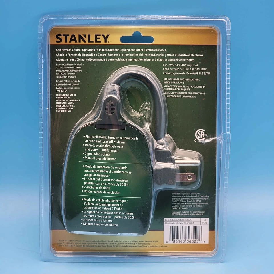 Stanley Outdoor Remote Control Twin Plugs 15A - photo 2