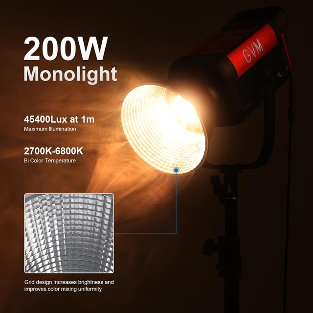 GVM SD200B 200W LED Video Light Kit - photo 2
