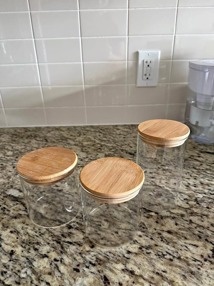 Set of 3 Glass Jars with Bamboo Lids