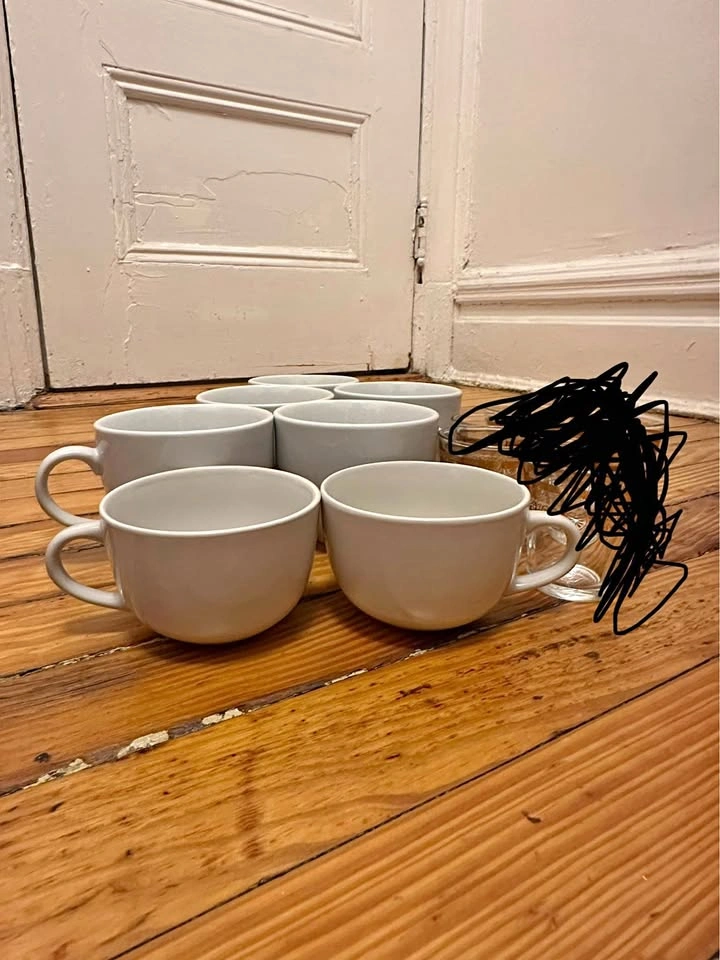 Drinkware Starter Kit! Set of 7 White Ceramic Cups