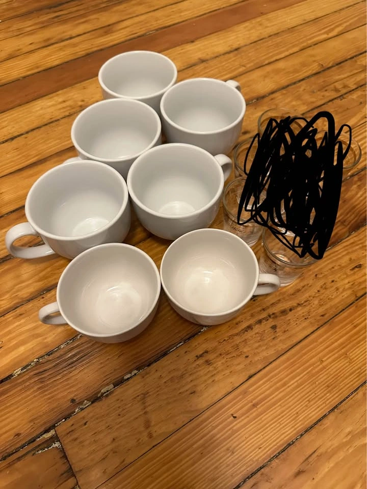 Drinkware Starter Kit! Set of 7 White Ceramic Cups - photo 2