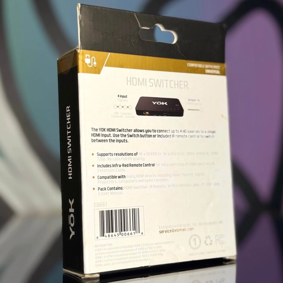 📺 YOK 4-Port HDMI Switcher 4K Ultra HD w/ Remote – Brand New - photo 2