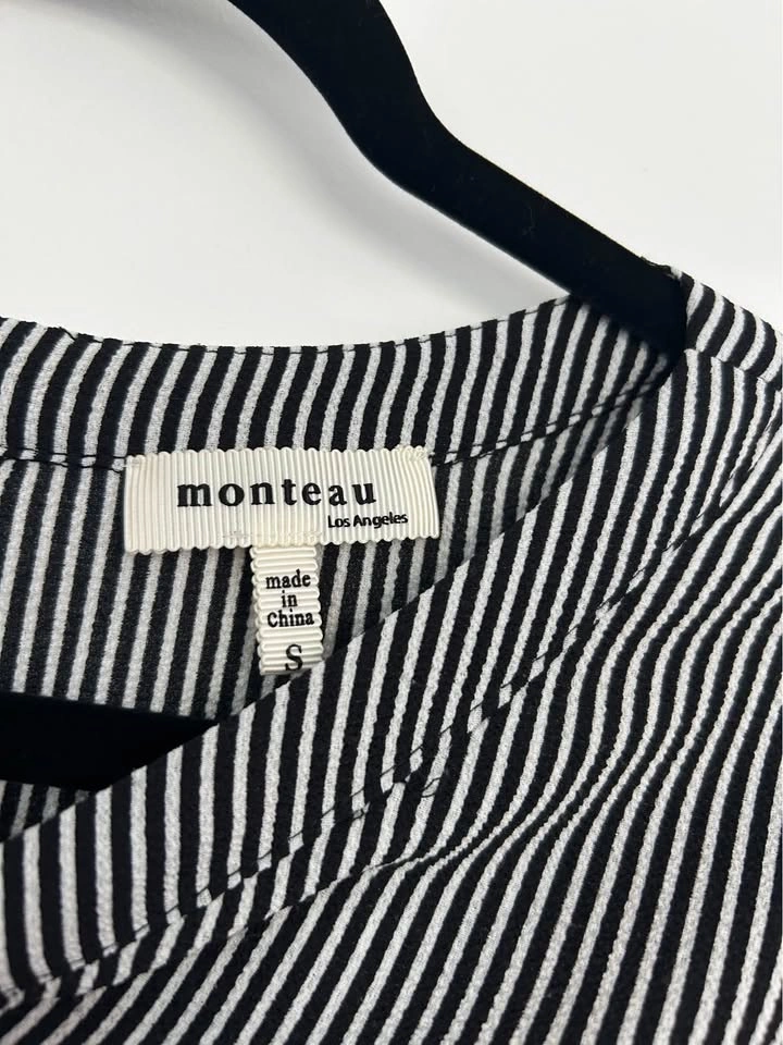 Monteau - Black & White Striped Blouse (S) - photo 2