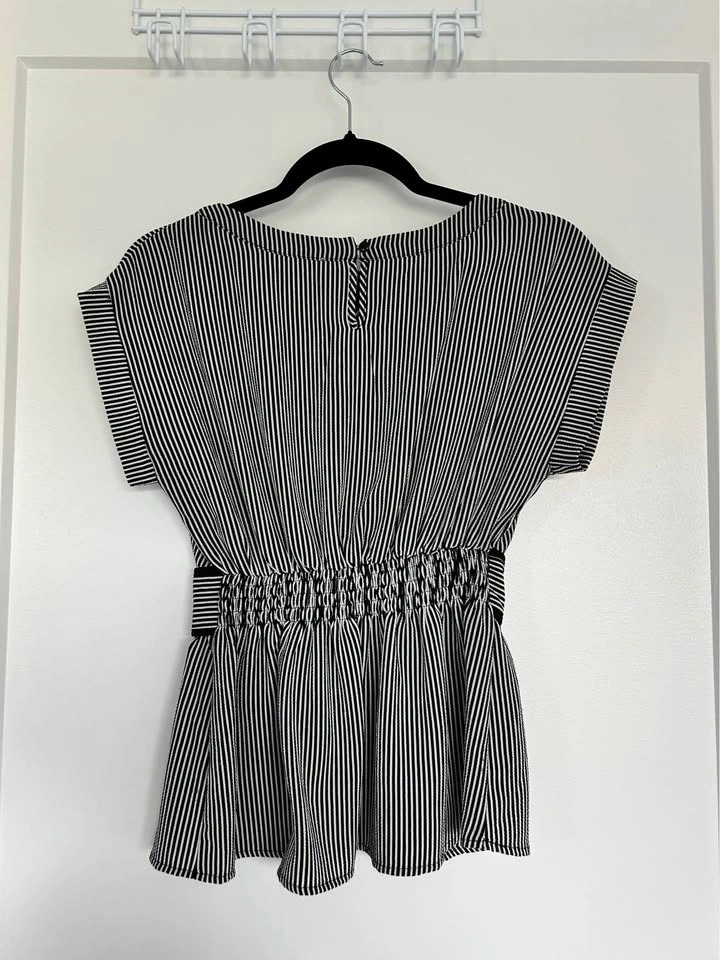 Monteau - Black & White Striped Blouse (S) - photo 3