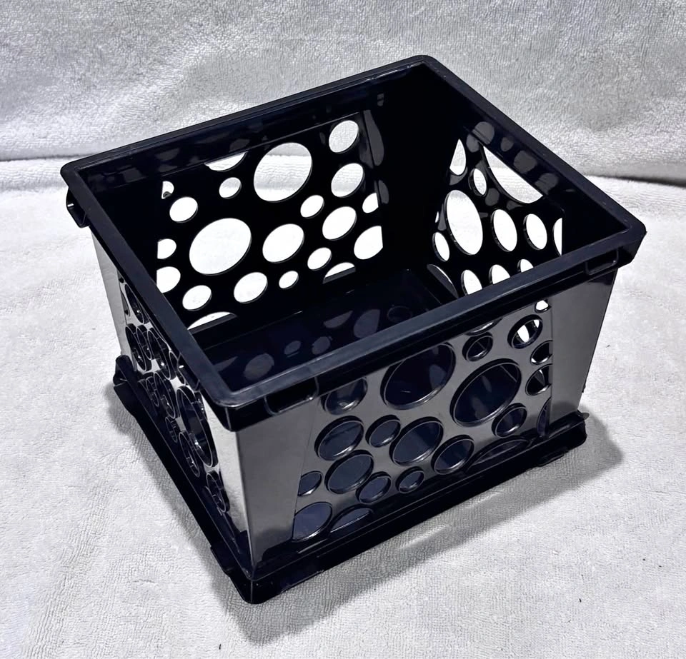 Storex Mini Storage Crate, 9 x 7-3/4 x 6 Inches, Black, 12-Pack