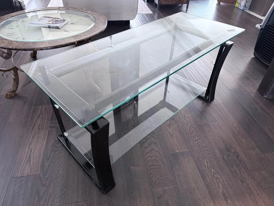 Metal & Tempered Glass TV Stand - photo 2