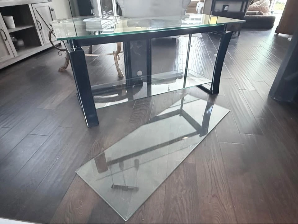 Metal & Tempered Glass TV Stand - photo 3