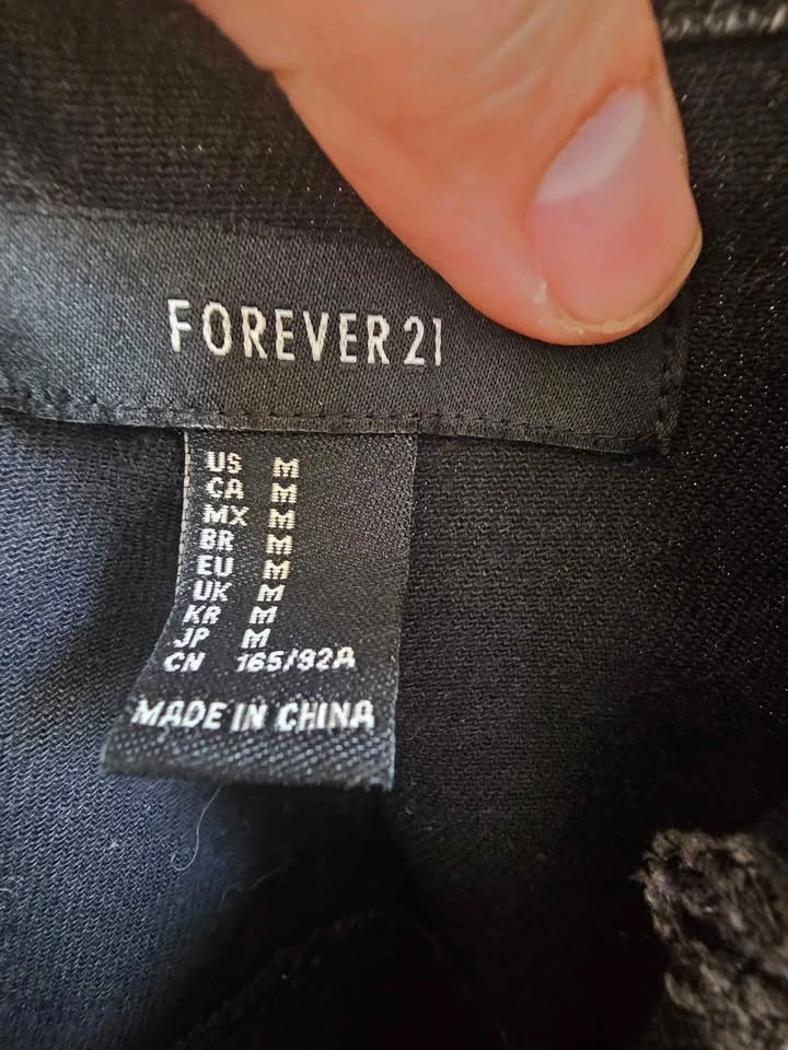 Forever 21 Distressed Black Denim Oversized Jacket - Size M - photo 4