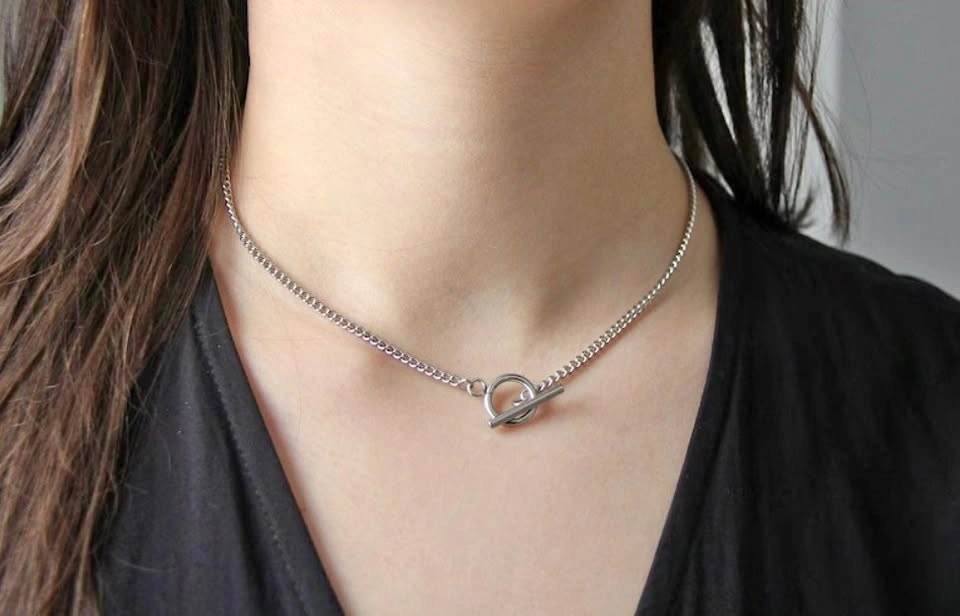 Stainless Steel Toggle Necklace (16")
