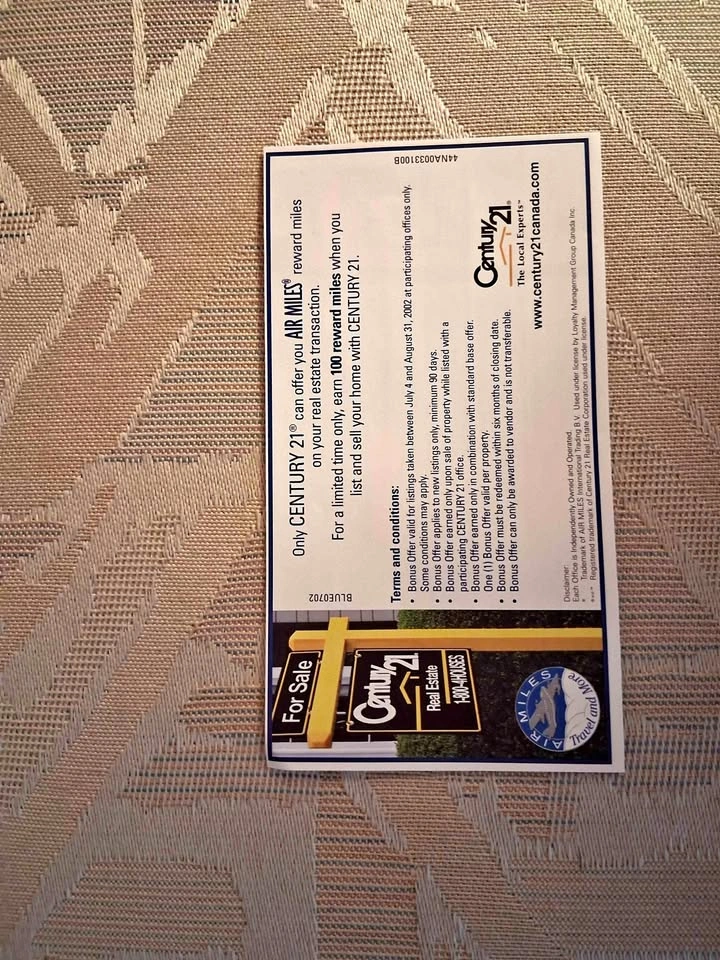 Vintage 2002 Century 21 Air Miles Collectible Coupon / Ephemera