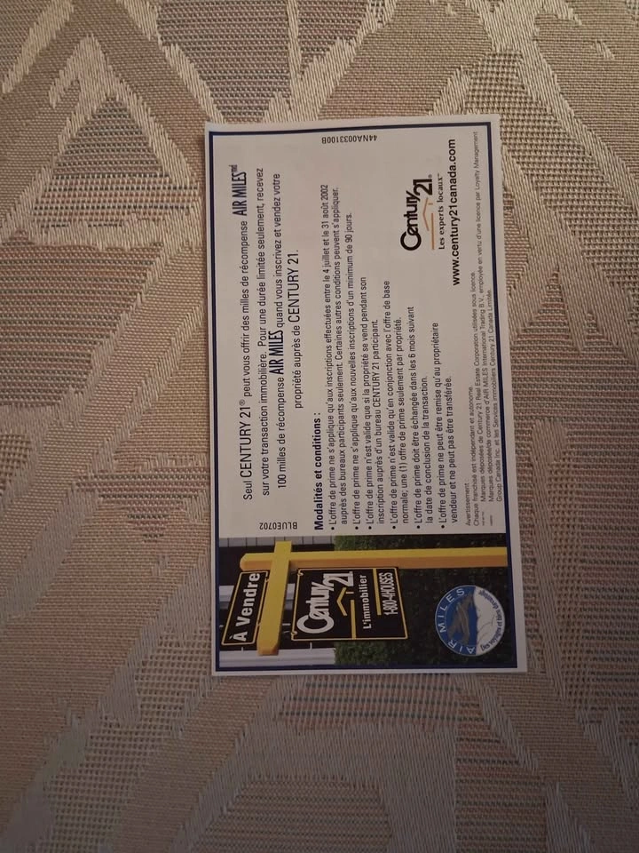 Vintage 2002 Century 21 Air Miles Collectible Coupon / Ephemera - photo 2
