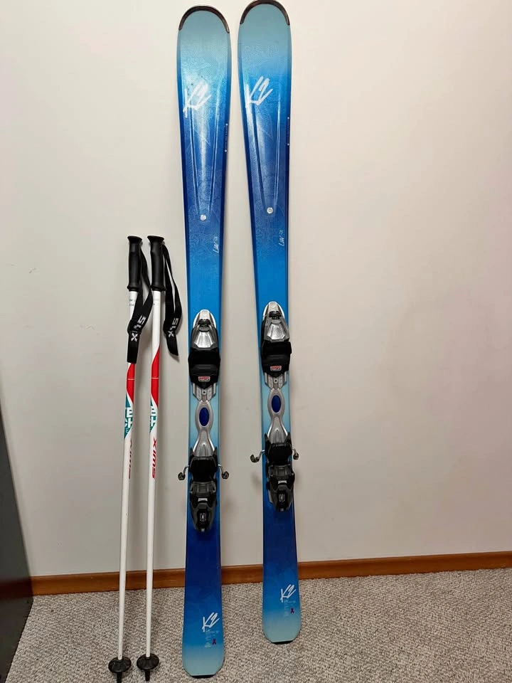 K2 Luv 75 All-Mountain Skis 156cm with Swix Poles - OBO