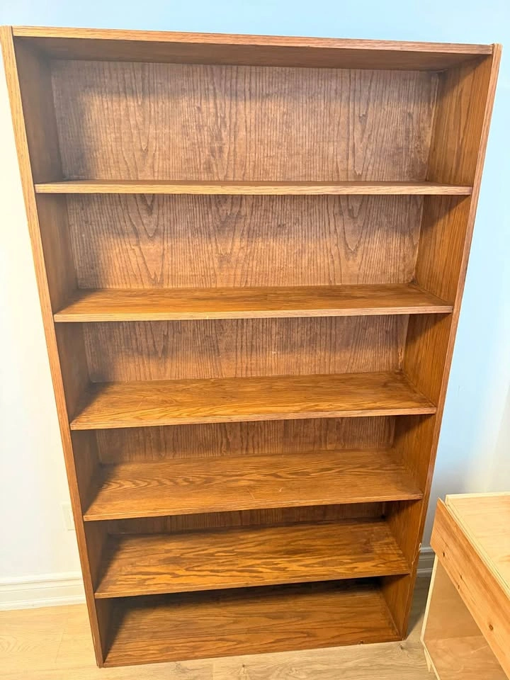 Tall 6-Shelf Wood Bookcase