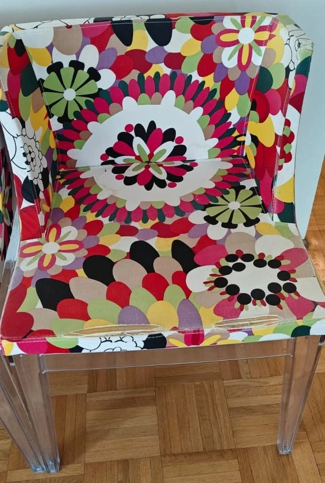 Set of 4 Flower Printed Upholstered Chairs + expandable Table - photo 5
