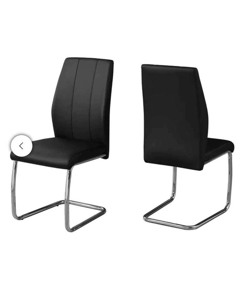 Set of 4 Black Faux Leather Cantilever Dining Chairs - photo 5