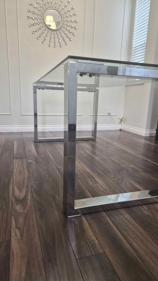 Modern Glass Top Dining Table with Chrome Frame - photo 2
