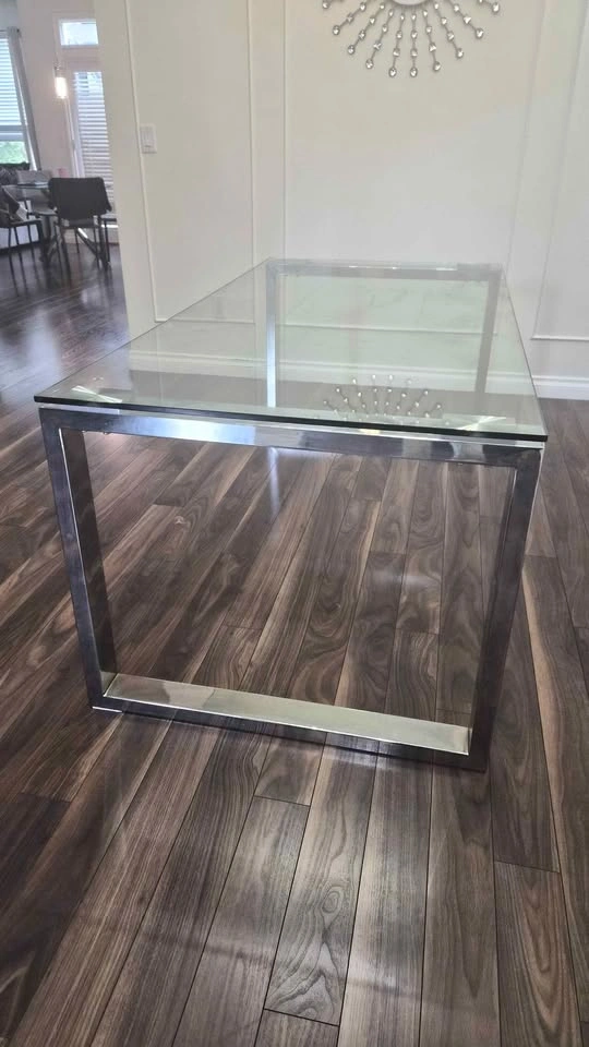 Modern Glass Top Dining Table with Chrome Frame - photo 3