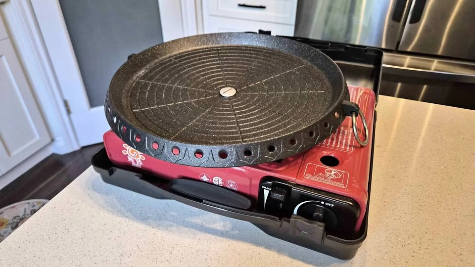 Portable Butane Gas Stove with Korean BBQ Grill Pan