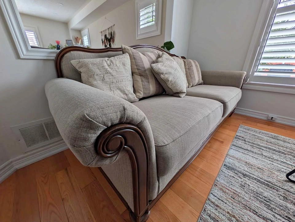 Ashley Wooden Sofa with removable cushions and washable covers