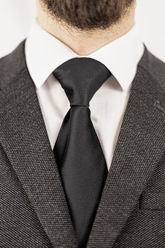ARMANDINI Men's Black Tie - Solid Color Micro Pattern 3.15"
