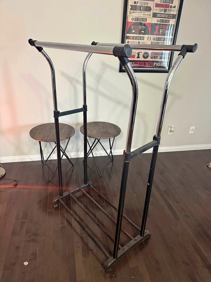 2 - Double Rail Rolling Garment Rack