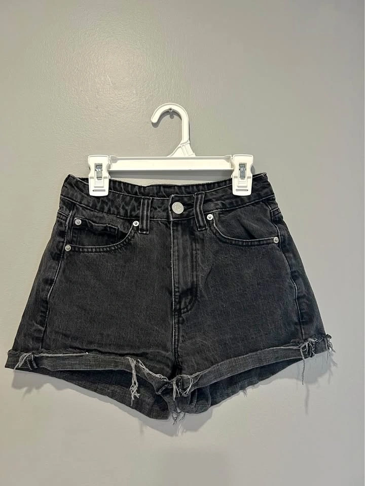 Garage black denim shorts