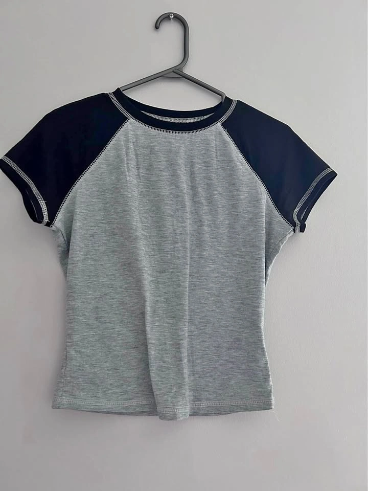 Grey and black baby tee