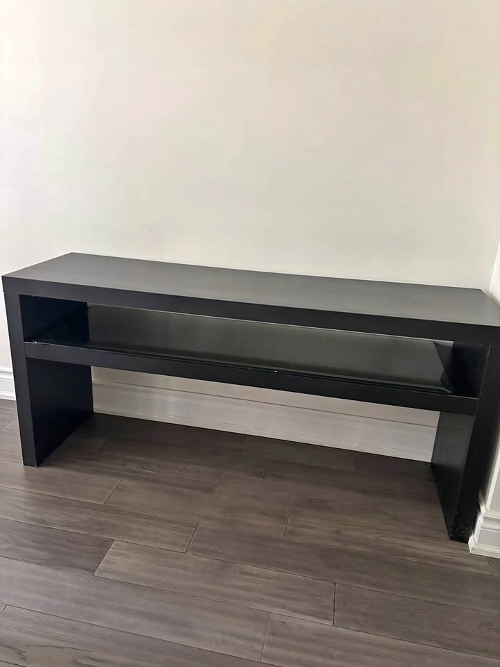 Black Brown Long Side Table 55" L x 15.25” W x 25.5” H