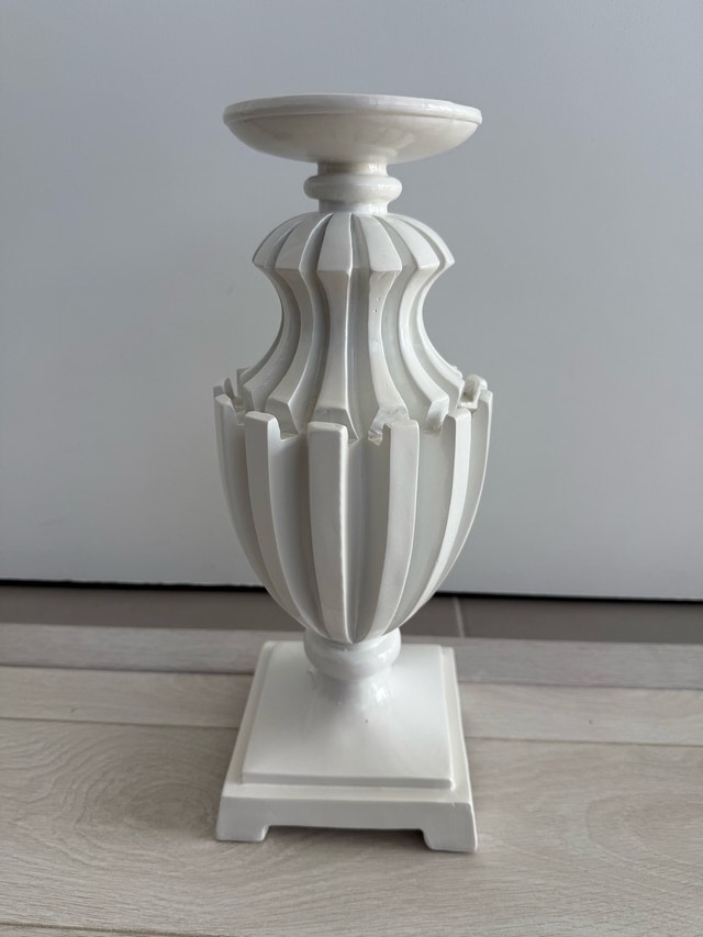 White Ceramic Pillar Candle Holder / Pedestal