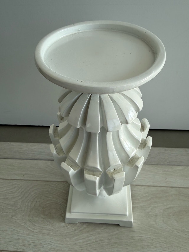 White Ceramic Pillar Candle Holder / Pedestal - photo 2
