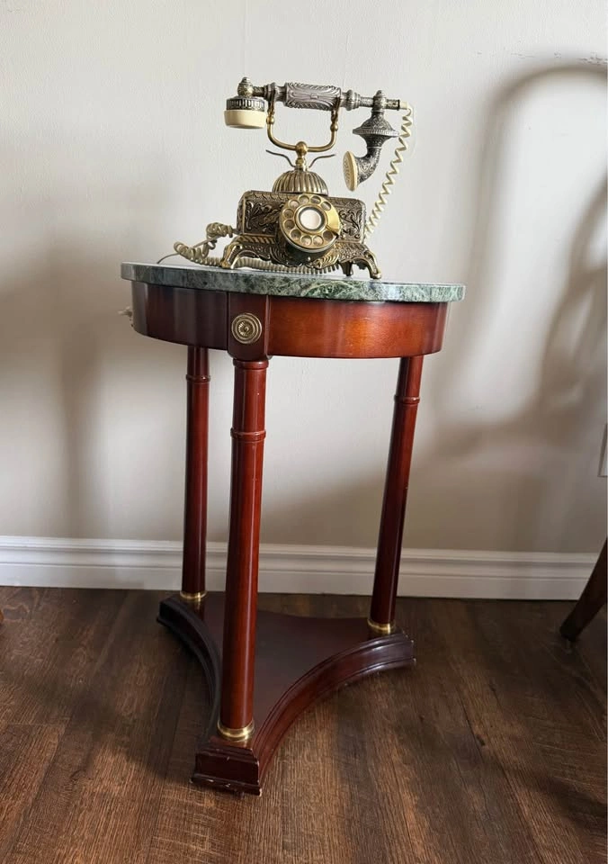 Round Marble Top Accent Side Table
