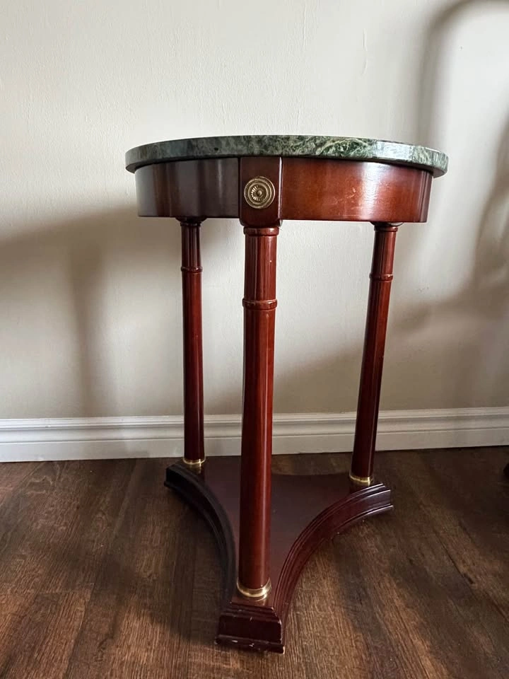 Round Marble Top Accent Side Table - photo 2