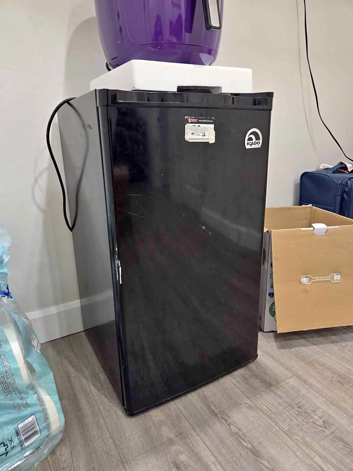 Compact Black Mini Refrigerator & Air Fryer