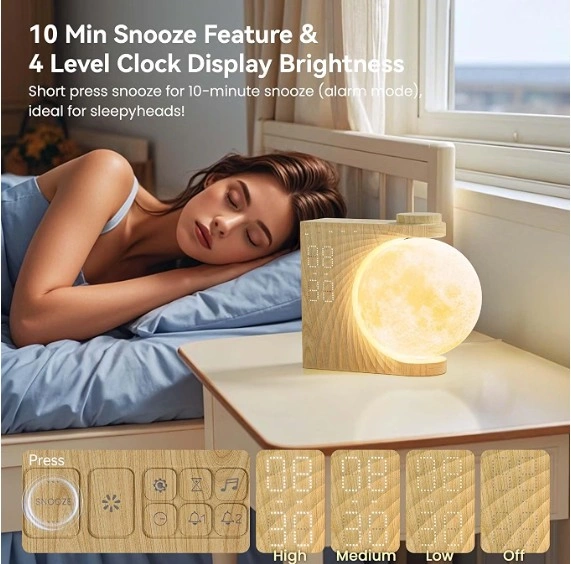 RETEYUNG 3-in-1 Rotatable Moon Lamp Sunrise Alarm Clock - photo 2