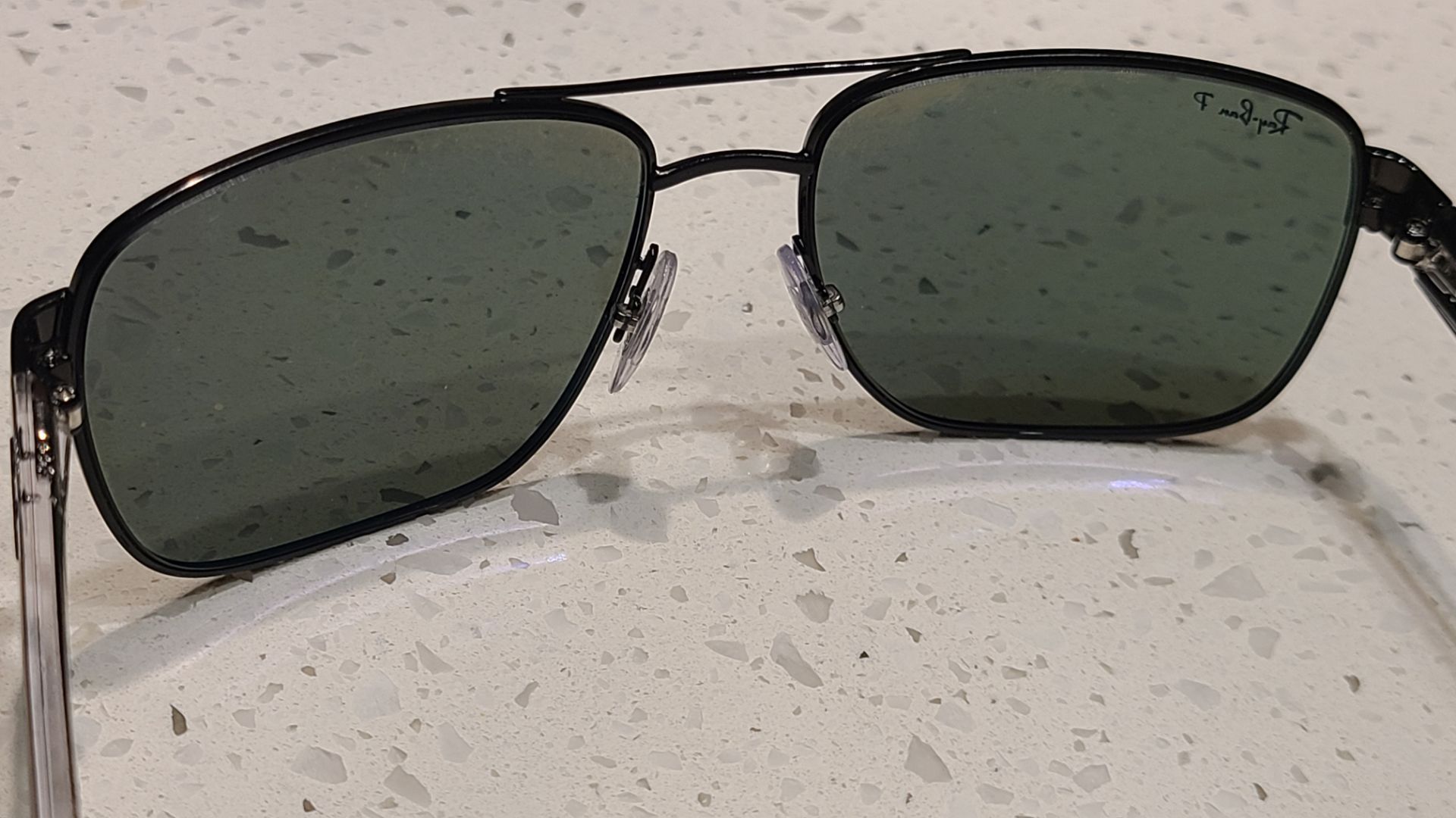 Ray-Ban Polarized RB3530 Square Sunglasses Black Frame Green Len - photo 5