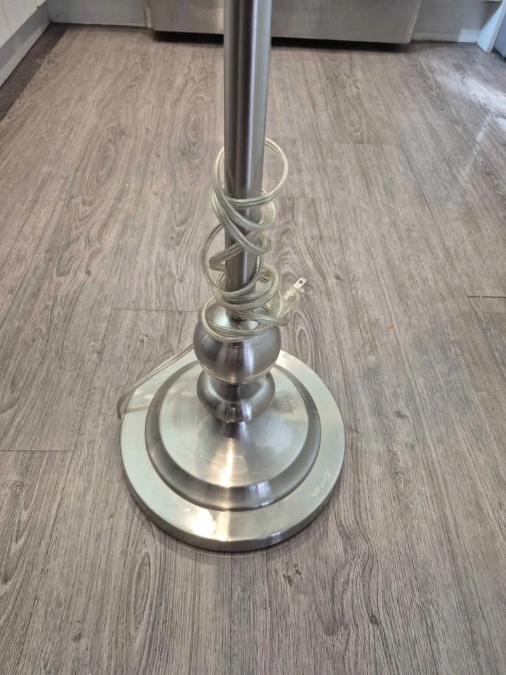 Brushed Nickel Floor Lamp with White Shade - photo 2