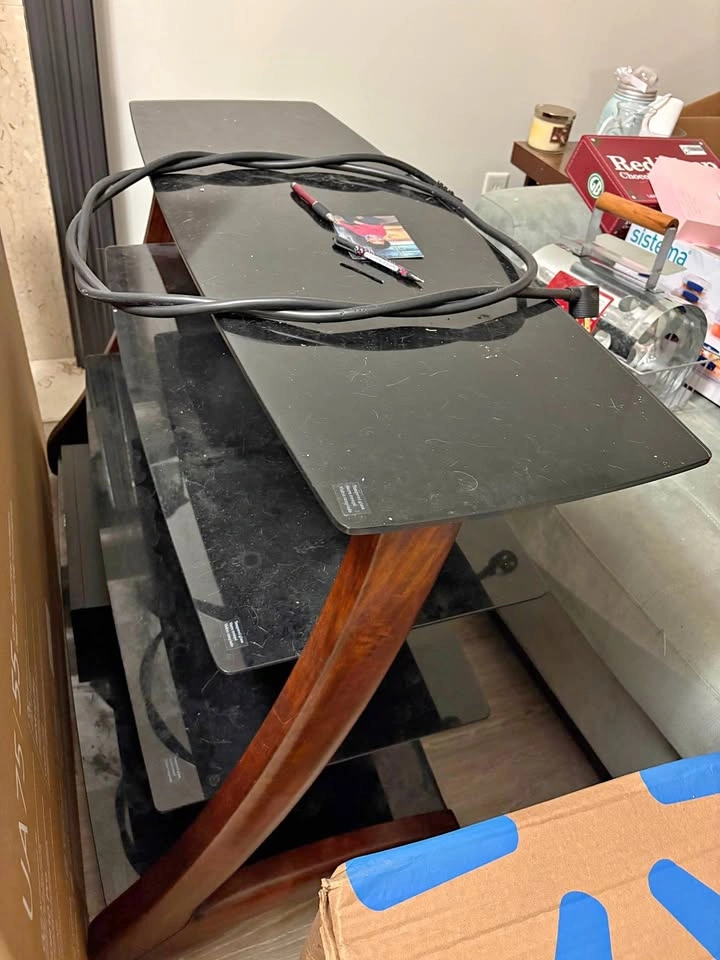 Wood and glass TV stand