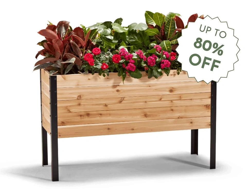 Raised Cedar Garden Bed with Metal Legs