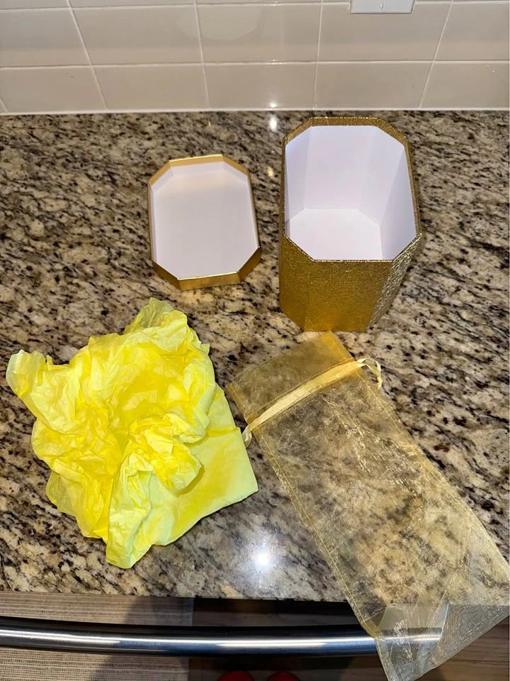 Gold Gift Box with Tissue and Bag