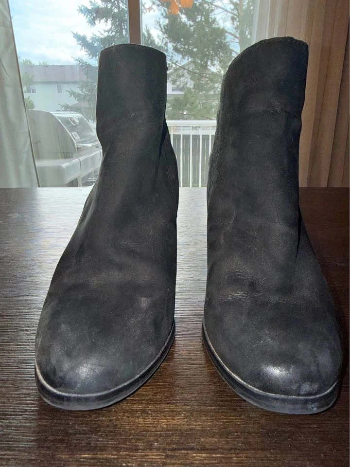 Aldo Black Suede Block Heel Ankle Boots