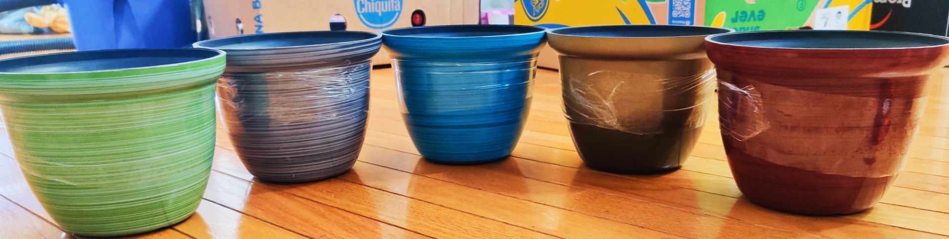 NEW Set of 12 Plastic Planters Assorted Colors
