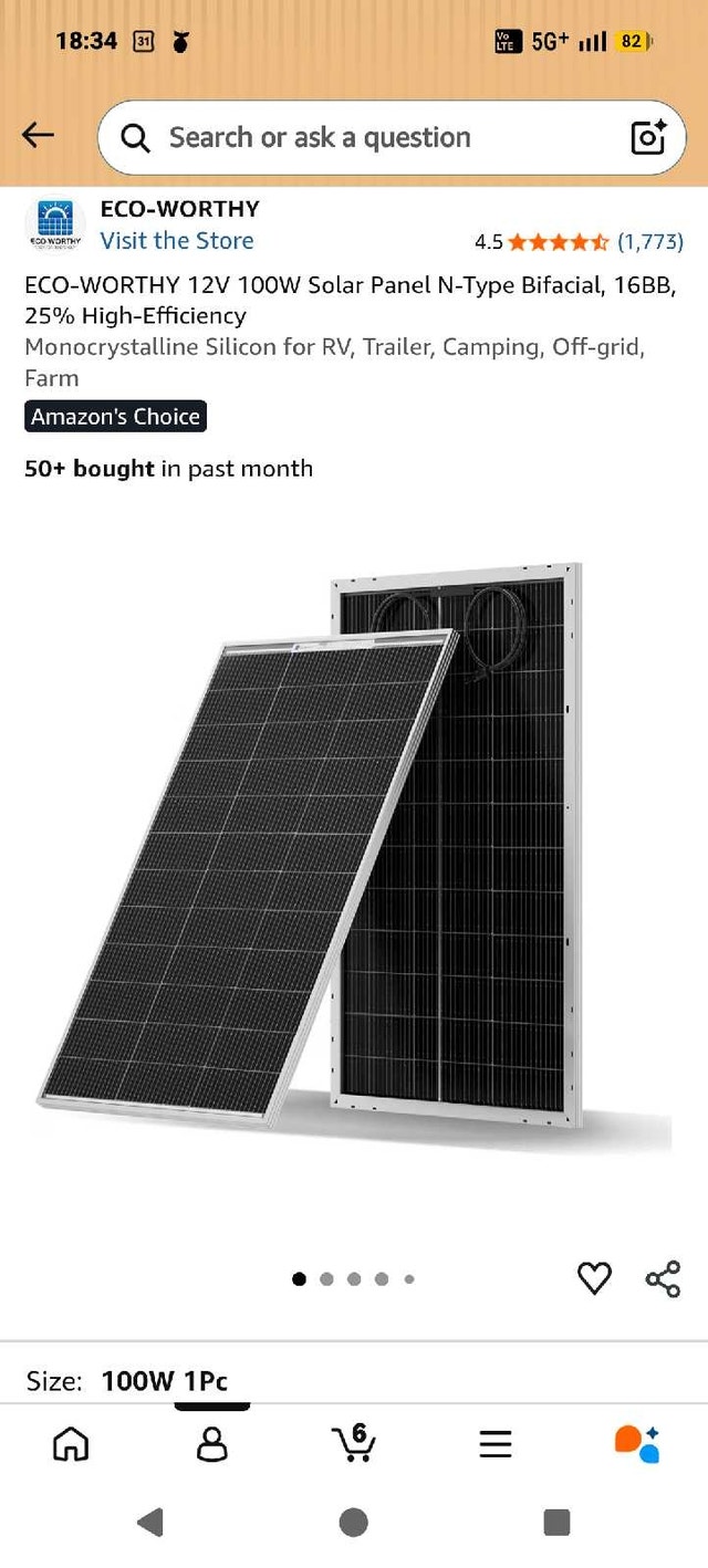 4 Solar panels 100watt